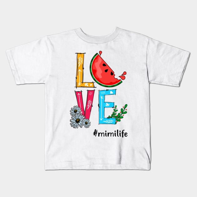 Love Mimi Life Grandma Tropical Fruit Watermelon Kids T-Shirt by Simpsonfft